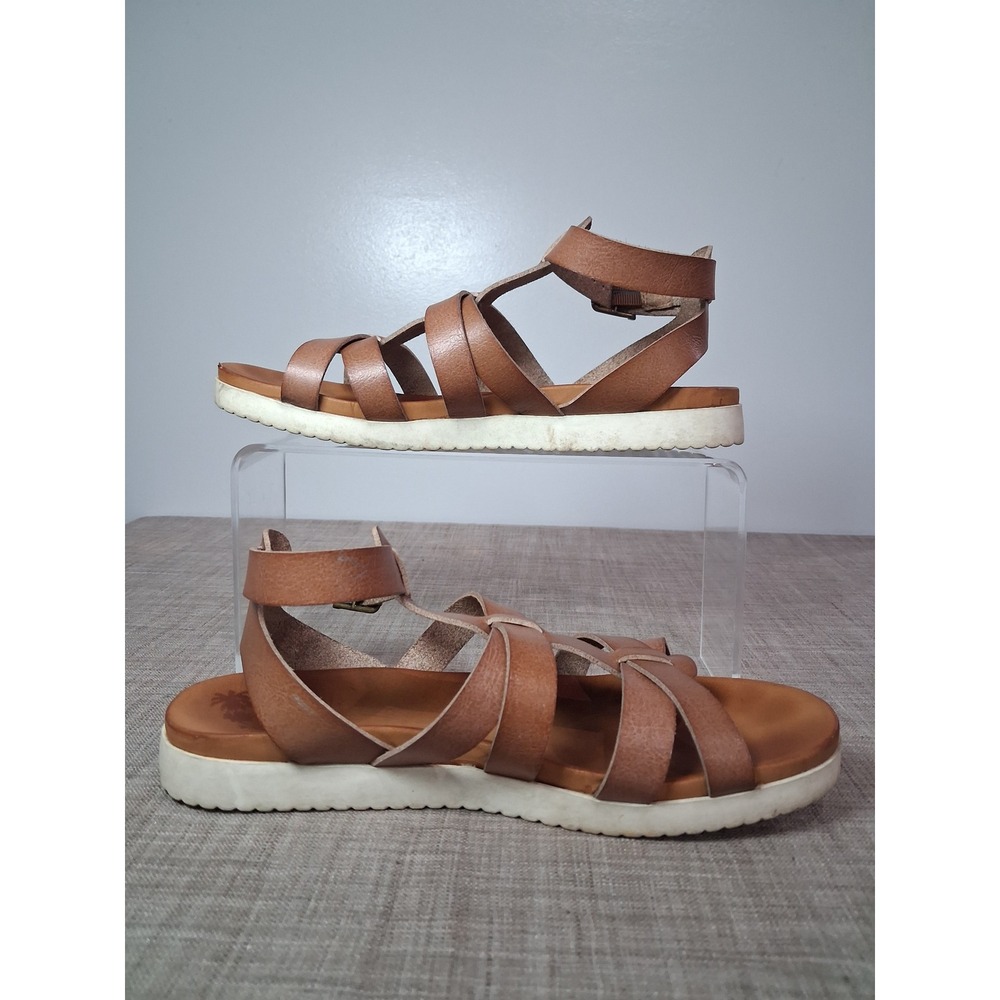 Jellypop Eevi Tan Brown Strappy Gladiator Sandals White Platform Sole Womens 9M - Picture 2 of 6
